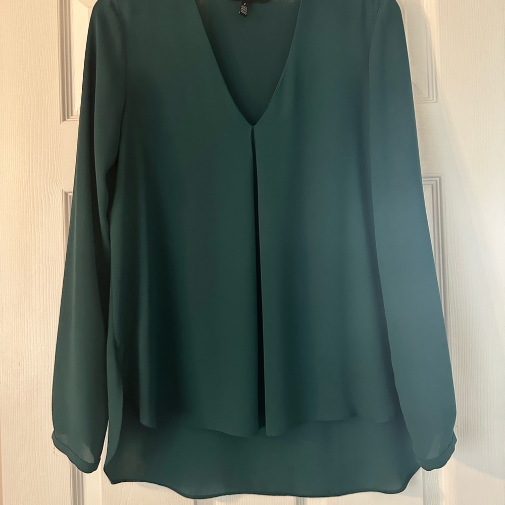 White House Black Market Teal V-Neck Blouse
